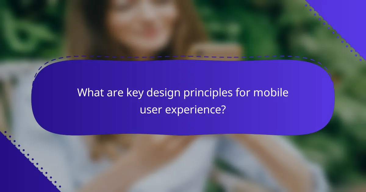 What are key design principles for mobile user experience?